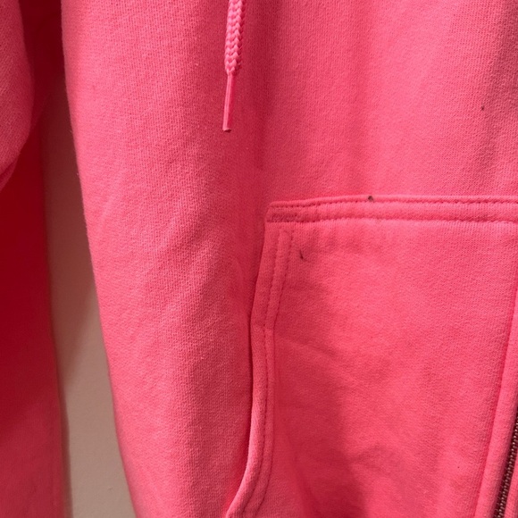 PORT AND COMPANY Pink Full-Zip Hoodie with Green Logo SIZE SMALL Bright Hair Alt - Picture 4 of 5